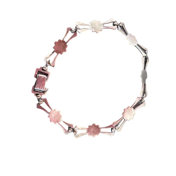 Symmetalic Vintage Floral Link Bracelet 7.5 14K Gold Filled and Sterling Art De - Picture 5 of 6